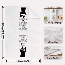 2PCS Kitchen Towels Cat Pattern Print 40*60cm Simple Style Rectangular Microfiber Kitchen Towels, First Choice For Crazy Cat Lovers, Dish Cloth, Table Cloth, Hand Towel, Kitchen Decor, Housewarming Gift For Neighbors, Perfect For Kitchen And Bathroom Use, Suitable For Housewives And Family Gathering Gifts, High Cost-Performance, Household Essential - Black - View 4