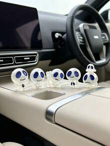 Adorno de tablero de coche con fantasmita de ojos azules que brilla en la oscuridad, esqueleto transparente decorativo creativo para el interior del coche, accesorio de coche con combinación de fantasma que brilla en la oscuridad, adorno de atmósfera de tablero de coche con árbol de dibujos animados de ojos azules transparente - fantasma - Ver 8