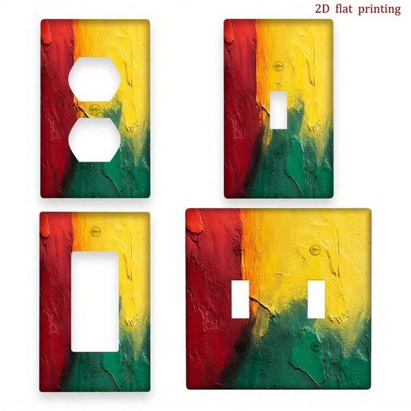 1 pieza [Impresión plana 2D] Cubierta de interruptor de luz estilo colores reggae jamaicanos, placa decorativa de pared para cocina, baño, sala de estar, decoración del hogar estética