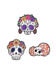 3Pcs Mexican Day Of The Dead Floral Sugar Skull Enamel Pin Latin Folk Cartoon Brooch Holiday Decor Badge - Multicolor - View 10