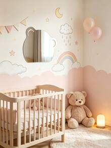 1 buah Cermin Akrilik Lucu dengan Bentuk Beruang, Awan, Bintang Laut, dan Kelinci, Dekorasi Dinding Estetik, Dekorasi Acara Baby Shower, Dekorasi Kamar Anak, Hadiah Bayi - MultiWarna - View 5