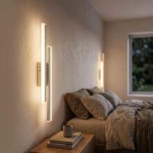 wamblz 可充電無線壁燈 50cm 可調光電池供電壁燈 磁吸式鋁製 LED 壁燈 適用於臥室、客廳、走廊、樓梯間、洞洞板、沙發、電視背景牆 白色 - 白色的 - 查看 10