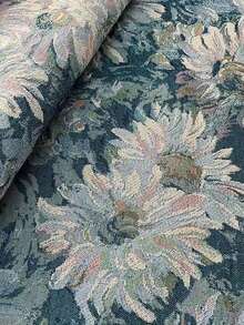 1pc Thick Blue&Green Chrysanthemum Oil Painting Style Jacquard Fabric, Pre Cut 19.6in X 58.2in, 39in X 58.2in, DIY Sewing Fabric, Suitable For Handmade Sofa Covers, Tablecloths, Pillows, Bags, Dresses, Curtain, Background Decoration Fabrics, Etc - Chrysanthemum - View 2