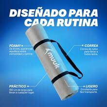 MUUK 1 pieza Tapete de yoga antideslizante de 150x60 cm con 8 mm de grosor|Correa de Transporte, Resistente y Cómoda | Ideal para Ejercicio en Casa, Gimnasio, Parque, Viajes, Meditación y Estiramientos - Gris Claro - Ver 5