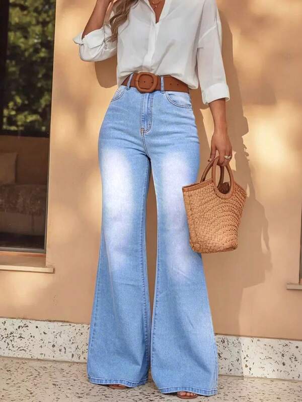 Women's Plus Size Elegant Stretch Skinny Flare Jeans
