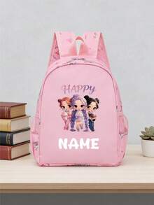 1pc Personalized Back To School Backpack, Casual Versatile K-POP Theme Print, Zipper Closure Nylon Material, Adjustable Shoulder Straps, Hand-Carry Option, Suitable For School, Commuting, Shopping, Daily Use. Birthday Gift. - One Size - View 10