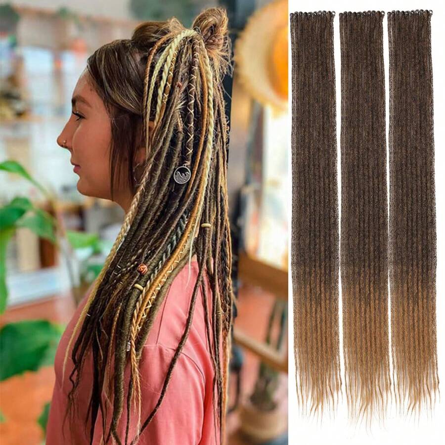 3pcs/Pack 24 Inch Synthetic Fiber Single-Ended Dreadlocks, Hippie Style ...