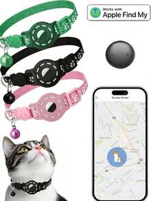 1 cái thiết bị định vị thú cưng tương thích với Apple Find My Tracker, vòng cổ phản quang tháo rời được cho mèo - Nhiều màu - Xem 2
