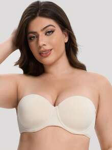 MELENECA Women's Strapless Bra For Large Bust Back Smoothing Plus Size With Underwire - Champagne - View 6