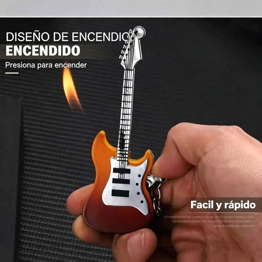 Encendedor de antorcha a Prueba de Viento, Encendedor de butano Recargable, Encendedor de butano - guitarra color aleatorio - Ver 1
