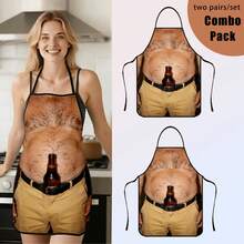 Men's Creative Print Apron, Fashionable & Fun Kitchen Apron, Suitable For Cooking, Baking, Grilling And Housework - Multicolor - View 6