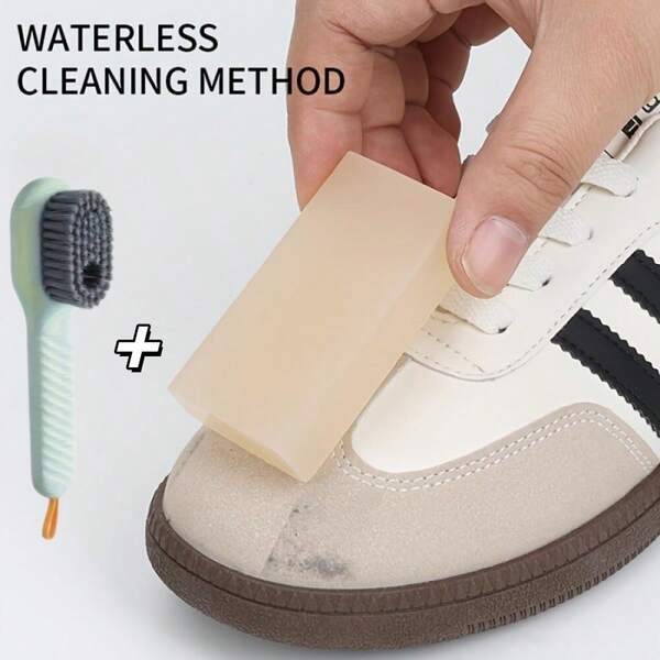Two Multi-Functional Cleaning Brushes, 2 Sets (Eraser + Cleaning Brush) Operate Without Electricity And Are Suitable For Cleaning In Bathrooms, Kitchens, And Laundry Rooms.