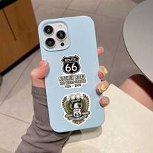 55Pcs 66 Route Stickers Scrapbook Aesthetic Stickers Funny 66 Route 100th Anniversary Stickers Motorcycle Riding 66 Route Sign Stickers Dirt Bike Stickers Vinyl Waterproof Stickers For Water Bottle,Computer,Laptop,Phone,Luggage,Notebook,Fridge - Multicolor - View 7