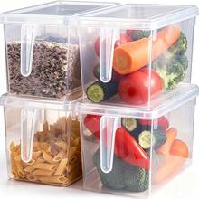 6-Piece Set With 3 Boxes And 3 Lids. Clear PP Fridge Storage Containers With Side Handles. Sealed Design Keeps Food Fresh And Avoids Spoilage. Suitable For Fruits, Veggies, Grains, Meat And Drinks To Organize Your Fridge - Transparent - View 11