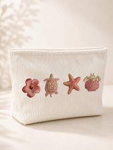 2D Shell And Starfish Pattern Printed Makeup Bag Travel Storage Pouch, Suitable For Beach, Swimming Pool, Swimwear, Travel Storage Bag, Makeup Bag, Cosmetic Bag, Vacation Storage Bag, Large Capacity Makeup Bag Can Hold Lipstick, Brushes, Skincare Products, Phone, Coins, Small Items, Multi-Purpose Home, Gift, Vacation And Holiday, Toiletry Bag, Student Makeup Bag, Halloween And Christmas Gift - Multicolor - View 13