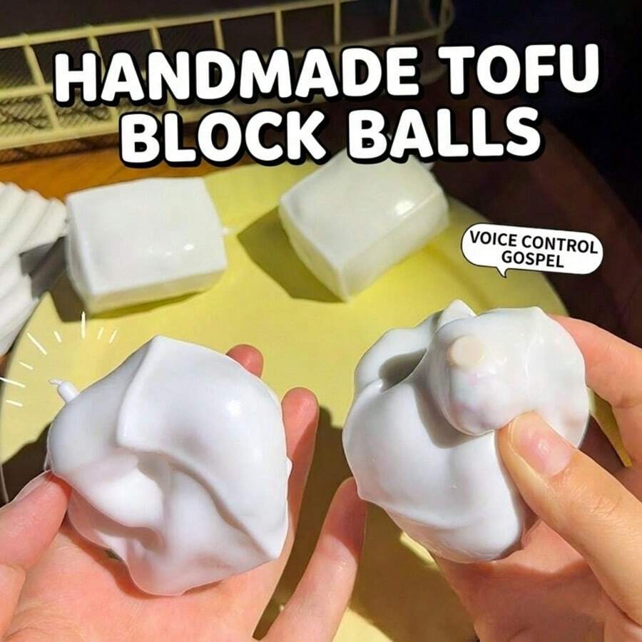 Tofu Building Block Crunchy Squishy – Moldable Fidget Toy With ASMR Sound, Stress Relief Desk Decor For Adults, Super Crunchy Food Squeeze Toy, Building Block Handmade Crispy Ball, Sound-Controlled Squeeze Toy, Squeaky Food Squeeze Toy, ASMR Toy