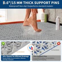 Techigher 50 Pack Interlocking PVC Floor Tiles 30x30cm, Non-Slip Drainage Tiles With Click System, Waterproof Modular Decking Tiles For Garage, Patio, Pool, Garden, Balcony - Multicolor - View 6