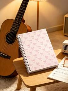 Bow Pattern Pink Notebook, A5 Lined Loose-Leaf Journal, Daily Record Book, Planner, Detachable Design, Simple Spiral Binding; Suitable For Writing And Office Use, Meeting University, Home And Campus Needs; Ideal For Organizing Study Materials Or As A Travel Journal; Essential Stationery For Back To School Season, Also Suitable For Recording Music Theory Knowledge And Piano Practice Sheet Music. - Multicolor - View 7