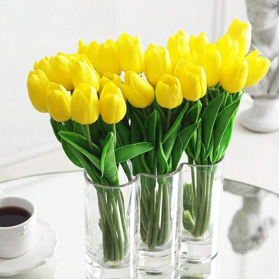 5/10 buah Bunga Tulip Buatan, Cocok untuk Dekorasi Rumah, Dekorasi Dapur, Dekorasi Musim Gugur, Dekorasi Luar Ruangan, Dekorasi Meja, Dekorasi Pernikahan, Tanaman Buatan, Hadiah untuk Wanita, Musim Kembali ke Sekolah - Kuning - View 1