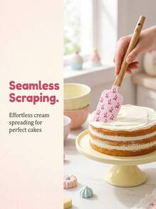 Meoky Heat-Resistant Silicone Spatula With Wooden Handle, Double-Sided Pink Bow Print, Suitable For Cake Decorating, Mixing, Baking And Frosting, Ideal Gift For Baking Enthusiasts And Dessert Lovers, Perfect For Baking And Daily Cooking - View 10
