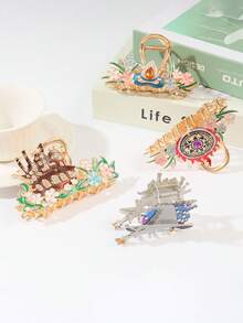 Kawaii Fantasy Magic Large Hair Claw, Floral Rhinestone Castle Wizard Hat Design Metal Hair Claw Accessories For Girls Cosplay - Multicolor - View 3