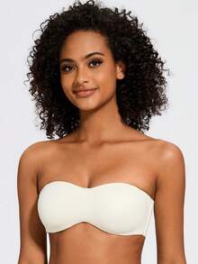 MELENECA Women's Strapless Bra For Large Bust Minimizer Unlined Bandeau With Underwire - Champagne - View 5
