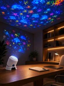 Type-C USB Marine Animal Night Light, Rainbow Rotating Lamp For Cozy Room Vibes - Multi-color light - View 4