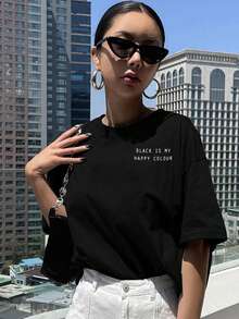 Women T-Shirts - 黑色 - 查看 5