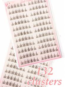 132 Clusters Glue-Free Sunflower False Eyelashes, Korean Style, C Curl, 6-12mm Mixed Length, Cluster Design, Glue-Free, No Skill Required, DIY Customizable, Save Makeup Time, Soft Lightweight Comfortable, Suitable For Beginners, Reusable, Ideal For Daily Wear, Dates, Travel, Parties And Holiday Looks, Perfect Gift For Best Friend Or Girlfriend - C - View 8