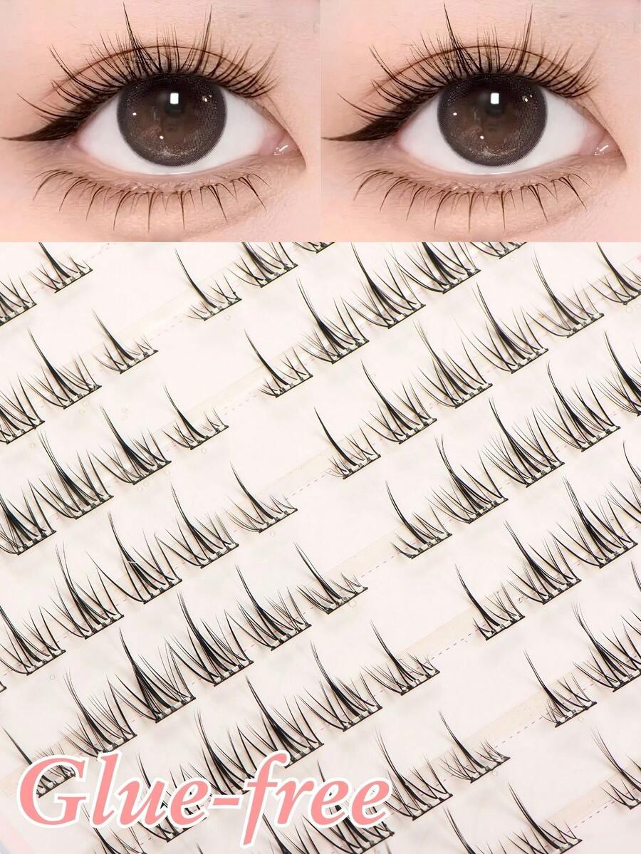 132 Clusters Glue-Free Sunflower False Eyelashes, Korean Style, C Curl, 6-12mm Mixed Length, Cluster Design, Glue-Free, No Skill Required, DIY Customizable, Save Makeup Time, Soft Lightweight Comfortable, Suitable For Beginners, Reusable, Ideal For Daily Wear, Dates, Travel, Parties And Holiday Looks, Perfect Gift For Best Friend Or Girlfriend