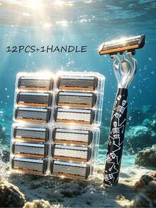 Unisex Fully Washable Manual Razor, One-Click Blade Replacement, Smooth Shaving, Set Includes 12 Replacement Blades, Essential For Daily Grooming, Perfect Holiday Gift - Multicolor - View 10