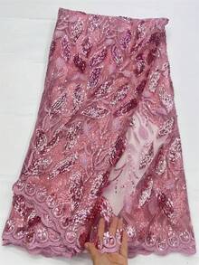 Green African Sequin Beaded Lace Fabric 2026 Blue Premium Shiny Nigerian Sequin Lace Fabric Wedding Party Dress Sewing Material 5 Yards/1 Yard Red - A - View 6