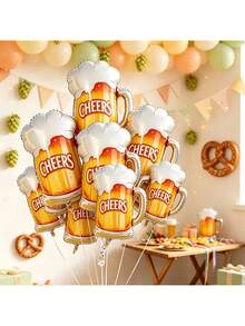 10pcs 16 Inch Mini Beer Mug Shaped Aluminum Foil Balloons For Valentine's Day, Birthday, Wedding, Beer Festival, Party, Gathering Decoration - Mini Beer Mug - View 3