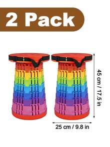 DO DOWIN Upgraded Collapsible Stool Chair, Retractable Camping Chair, Space Saving Folding Stool, Lightweight, Sturdy, Adjustable, Portable Chair Or Footrest, Garage Stool, Step Stool Foldable For Outdoor Hiking Fishing Garden BBQ - colorful red - 查看 8