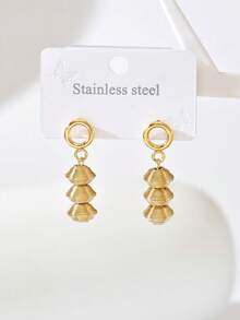 1 Pair Minimalist Fashion Stainless Steel 3-Layer Lantern Shape Pendant Earrings For Women, Suitable For Daily Wear - Multicolor - View 3
