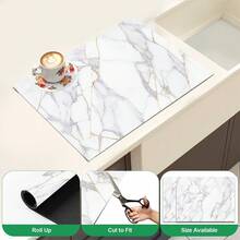 1 pieza Alfombrilla de secado de cocina de tierra de diatomeas con patrón de mármol blanco y dorado, alfombrilla de secado rápido y antideslizante para cafetera y platos, adecuada para encimera de cocina y mesa de comedor - Multicolor - Ver 5