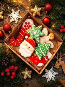 12 piezas Moldes de galletas de acero inoxidable con diseños de dibujos animados navideños, herramienta de repostería para presionar, molde circular para mousse, molde de galletas, muñeco de nieve, árbol de Navidad, hombre de jengibre, copo de nieve, ciervo, molde de galletas de Papá Noel, herramienta de repostería, pequeña herramienta de cocina - Multicolor - Ver 8