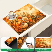 1pc Pumpkin Pattern Diatomaceous Earth Kitchen Drain Mat, Quick-Drying Absorbent Non-Slip Coffee Machine Mat And Dish Drying Mat, Suitable For Kitchen Countertop, Dining Table And Autumn Home Decor - Multicolor - View 5