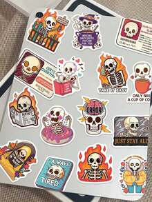 50pcs/Pack Funny Cartoon Skull Stickers, Decorative Decals For Laptop Guitar Phone Stationery Luggage Notebook Sticker - Multicolor - View 10