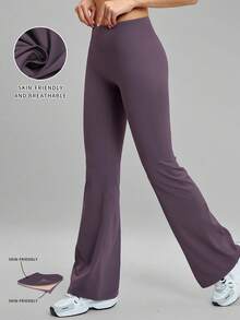 MFVIM Casual Leggings High Waist Shaping Yoga Running Training Flare Pants Long Trousers - Purple - View 4