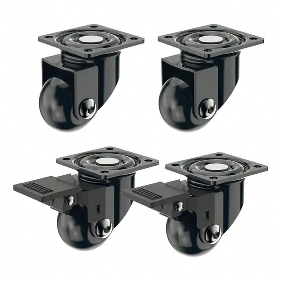 Kit 4 Rodinhas 1Pol 35mm Rodizio Em Gel Para Moveis Leve 2 Freio 2 Sem Freio - preta - Visão 1