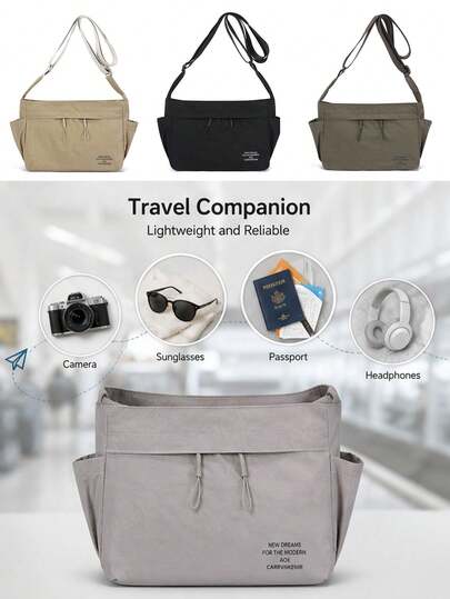 1pc Unisex Casual Nylon Shoulder Bag, Versatile Fashion Crossbody Bag, Ideal Holiday Gift, Back To School, Daily Essentials Storage, Commute And Travel Essential