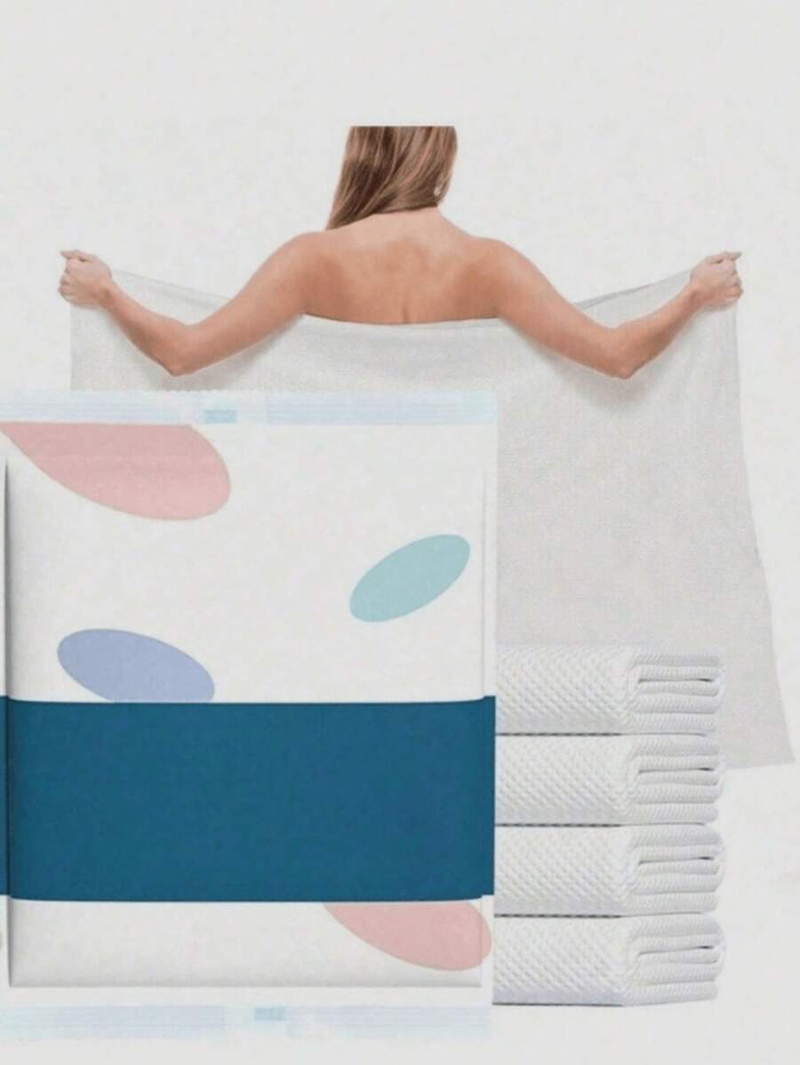 5 Packs Disposable Luxury Thick Towels, 70gsm Soft Non-Woven Fabric, Individually Wrapped, 70x140cm, Suitable For Travel, Gym And Outdoor Use, Disposable Large Bath Towels, Perfect For Travel, Beach, Shower, Swimming, Hiking And Camping, Bathroom Decor