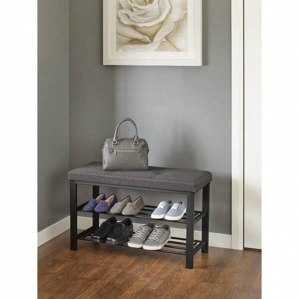 Fabric Upholstered Shoe Storage Bench