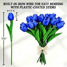 5/10pcs Artificial Tulips, Suitable For Home Decor, Kitchen Decor, Autumn Decor, Outdoor Decor, Table Decor, Wedding Decor, Artificial Plants, Women's Gifts, Back To School Season - Blue - View 3