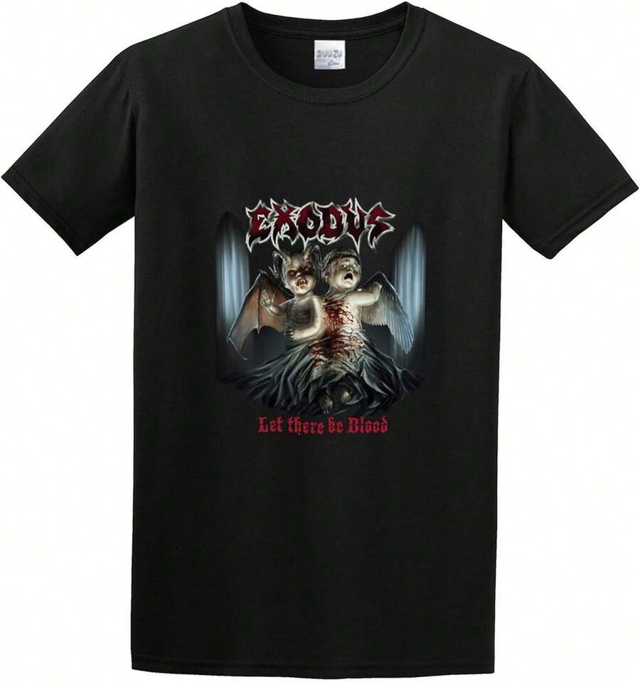 Men's T-Shirts Honger Exodus Let There Be Blood Heavy Metal Thrash Metal Funk Black Album Cover - 黑色 - 查看 1