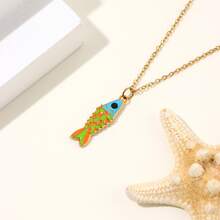 Collar con colgante de vida marina estilo bohemio de verano para mujer, joyería ligera de cuentas para playa, fiesta en la playa y uso diario, regalo - Multicolor - Ver 23
