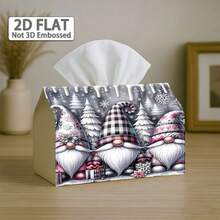 1pc Christmas Tissue Box, With Plaid And Pink Pattern - Non-Embroidered Decorative Cover, Suitable For Sofa, Bedside Table, Compatible With Most Tissue Types, For Decoration, Restaurant Tissue Box, 2D Flat Design - Multicolor - View 8