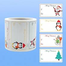 Gift Tags - 250pcs Christmas Gift Labels, Self-Adhesive Christmas Stickers, Christmas Gift Bags Paper, Holiday Decoration - Penguin + Snowman - View 1