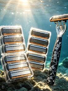 Unisex Fully Washable Manual Razor, One-Click Blade Replacement, Smooth Shaving, Set Includes 12 Replacement Blades, Essential For Daily Grooming, Perfect Holiday Gift - Multicolor - View 8